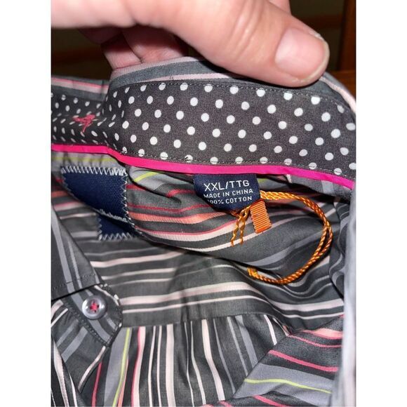 Tommy Bahama Mens Long Sleeve Cotton Button Down Shirt XXL Gray Stripe - Picture 3 of 5